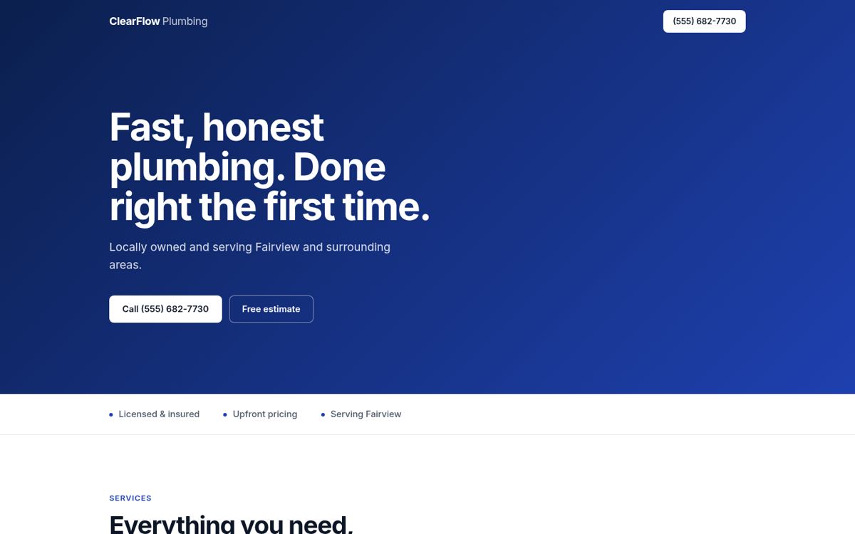 ClearFlow Plumbing sample website